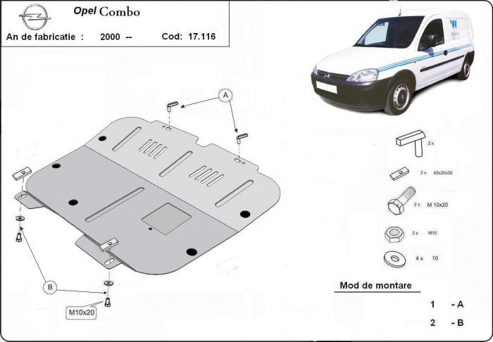 Scut metalic motor, cutie de viteză MTR - imagine 2