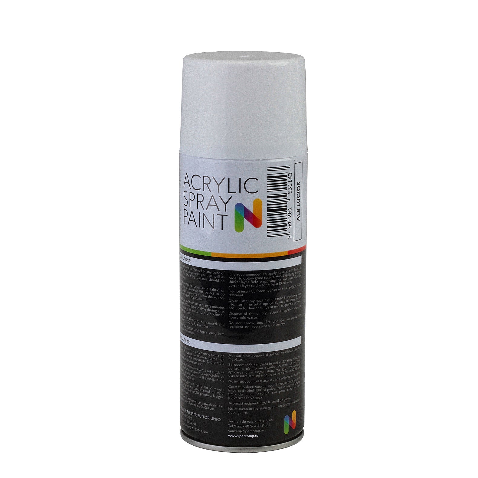 Vopsea spray 450 ml Alb Lucios Noxaro - imagine 2