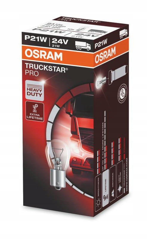 Bec Osram TruckStar PRO P21W 24V 21W BA15s Osram - imagine 1