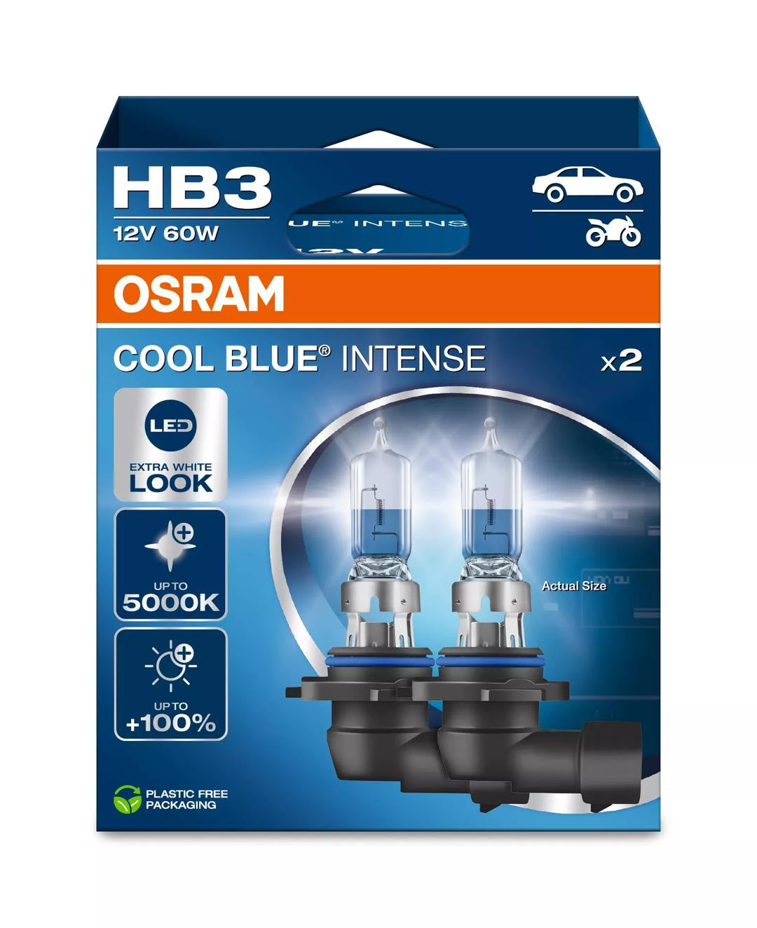 Bec Osram Cool Blue Intense HB3 60W 12V P20d Set 2 buc Osram - imagine 1