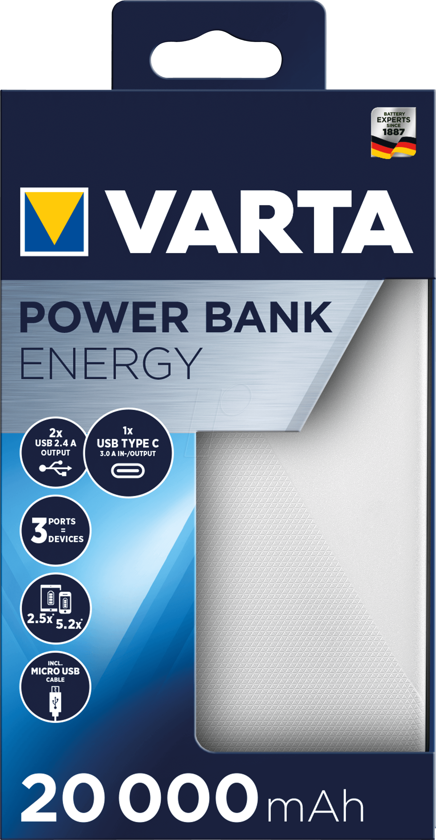 Acumulator portabil Varta Power Bank Energy 20000 mAh 57978 Varta - imagine 3