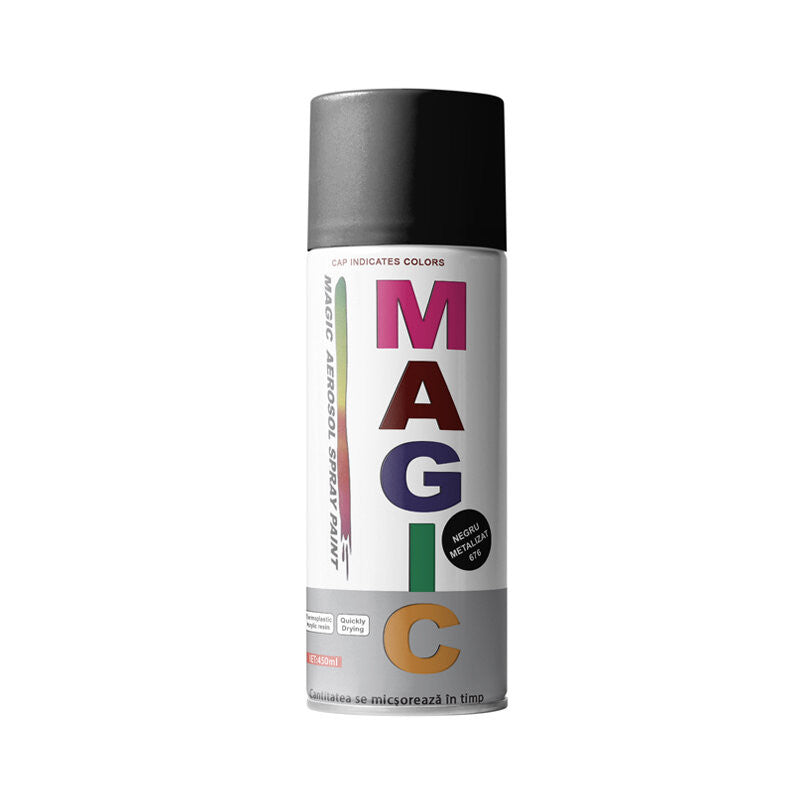 Magic - Vopsea spray Negru Metalizat 676 400 ml Magic - imagine 1