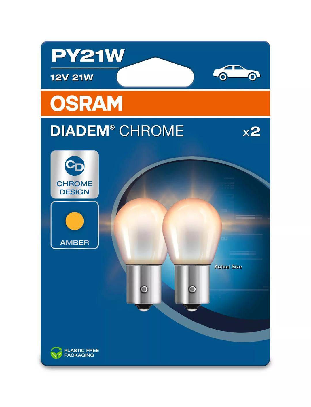 Bec Osram Diadem Chrome PY21W Set 2 buc Osram - imagine 1