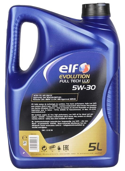 Ulei motor ELF Evolution Full-Tech LLX 5W30 5L (194890) 213920 Elf - imagine 2