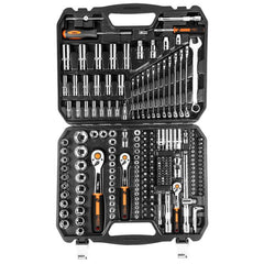Set de chei cu clichet 1/4", 3/8", 1/2", multifuncționale, 219 de piese Neo Tools - imagine 2