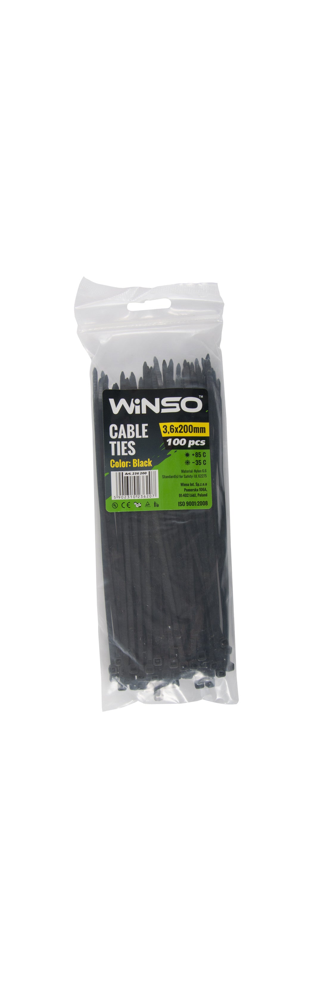 Coliere plastic 3,6x200 Negru - Set 100 buc Winso - imagine 1