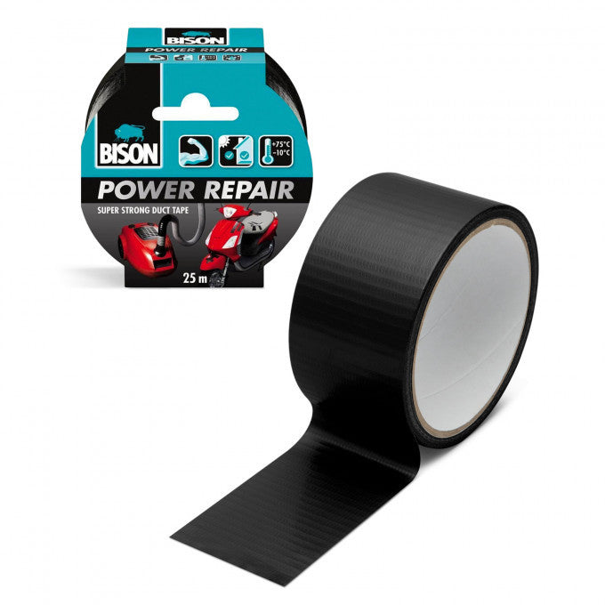 Bandă adezivă întărită cu material BISON Power Repair - neagră - 10 m Carguard - imagine 2