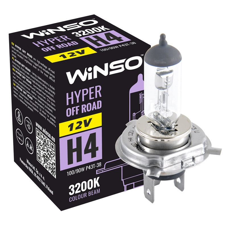 Bec Halogen Winso Hyper Off-Road H4 - 12V, 100/90W P43t-38 ● 3200K Winso - imagine 1