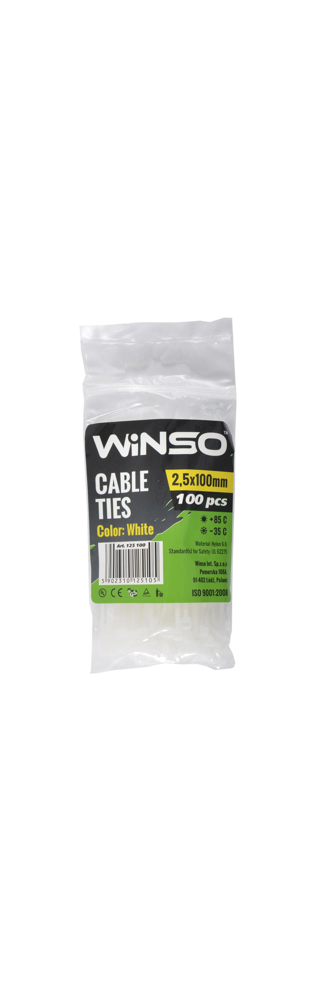 Coliere plastic 2,5x100 Alb - Set 100 buc Winso - imagine 1