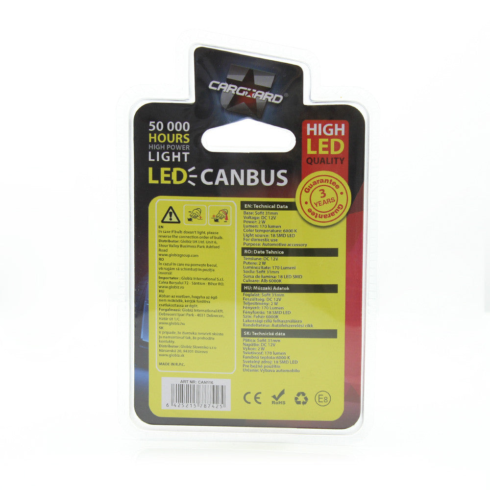 Bec MTR C5W 12V 2W Set 2 buc Carguard - imagine 2