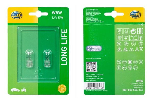 Bec Hella Long Life UP W5W 12V W2.1x9.5 Hella - imagine 1