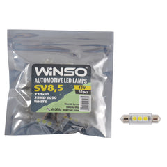 Bec LED Winso 12V SMD SV8.5 T11x39 3LEDS 5050 Alb - Set 10 buc Winso - imagine 1