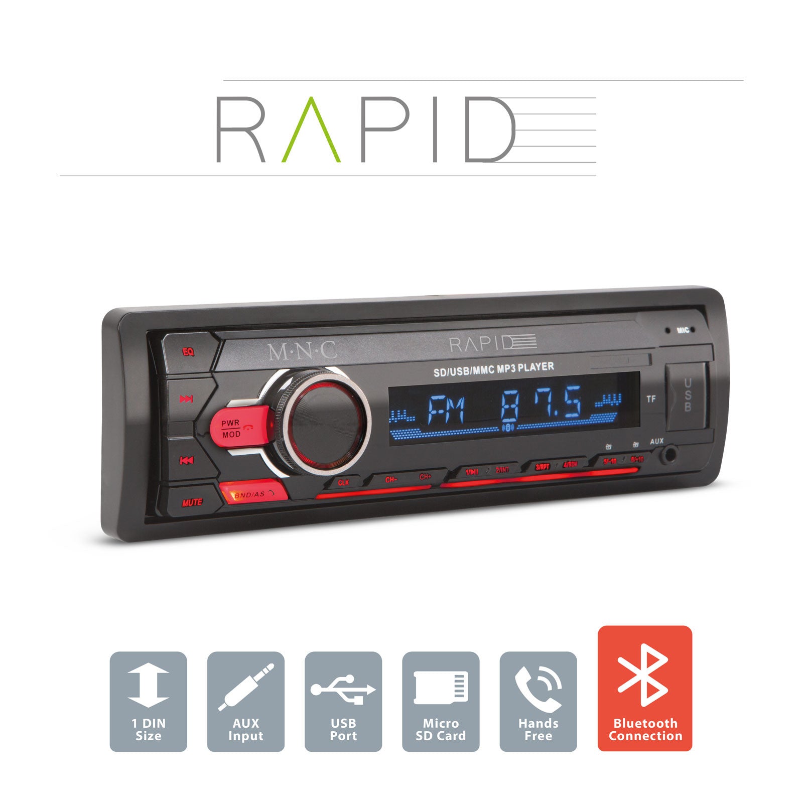 Player auto „Rapid” - 1 DIN - 4 x 50 W - BT - MP3 - AUX - SD - USB Carguard - imagine 1