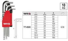 SET CHEI IMBUS 10BUC 2-12MM CR-V Yato - imagine 1