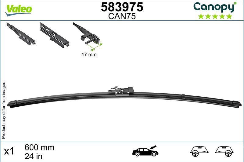 Lamela stergator Valeo Canopy 600 mm | 24 inch Valeo - imagine 2
