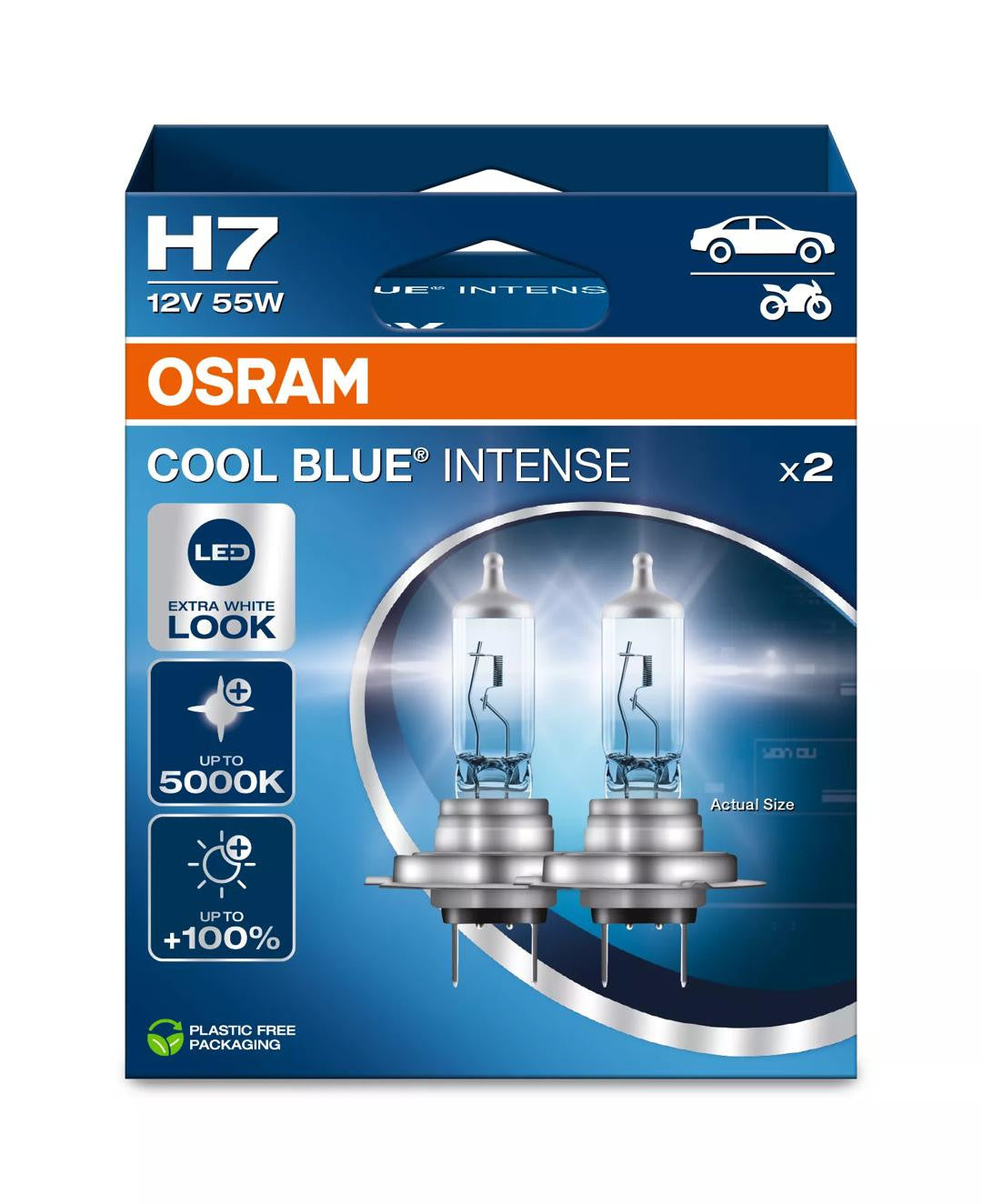Bec Osram Cool Blue Intense H7 55W 12V PX26d Set 2 buc Osram - imagine 1