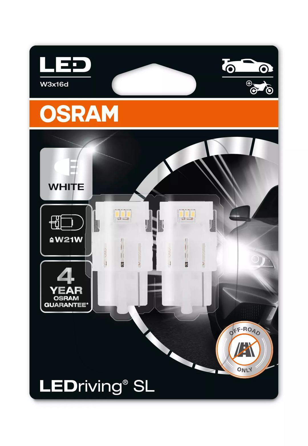 Bec Osram LEDriving SL W21W Alb | 12V - W3x16d - Set 2 buc (Off-Road) Osram - imagine 1