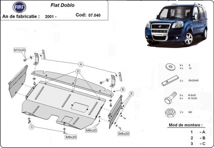 Scut metalic motor, cutie de viteză MTR - imagine 2