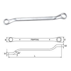 Cheie inelara cotita 45 grade in inch 1 / 2x9 / 16 Toptul - imagine 1