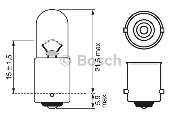 Bec Bosch Pure Light T4W 12V 4W BA9s Bosch - imagine 1