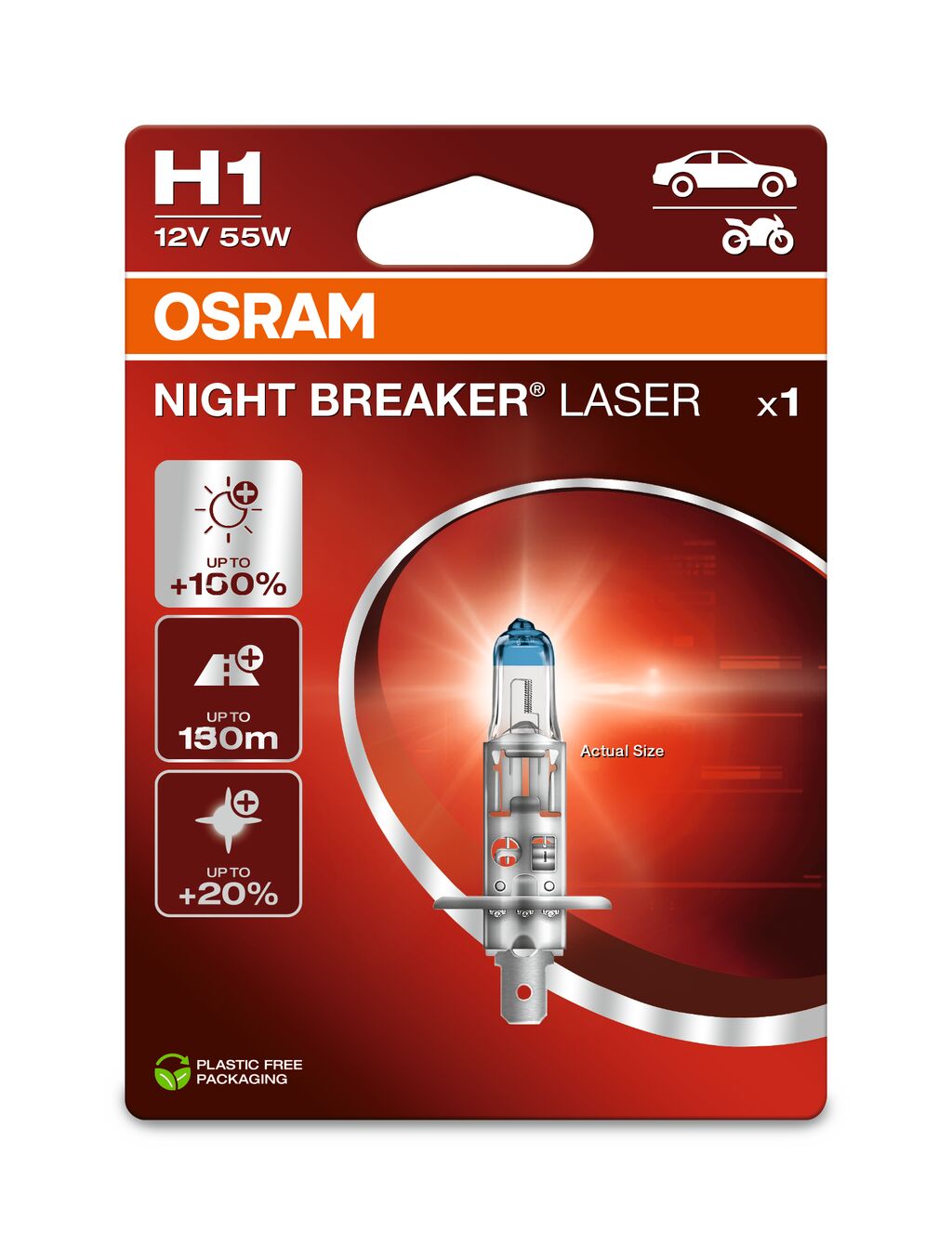 BEC 12V H1 55 W NIGHT BREAKER LASER NextGen +150% BLISTER 1 BUC OSRAM