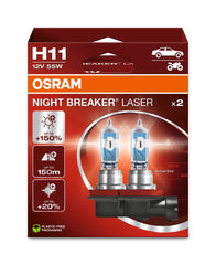 SET 2 BECURI 12V H11 55 W NIGHT BREAKER LASER NextGen +150% OSRAM