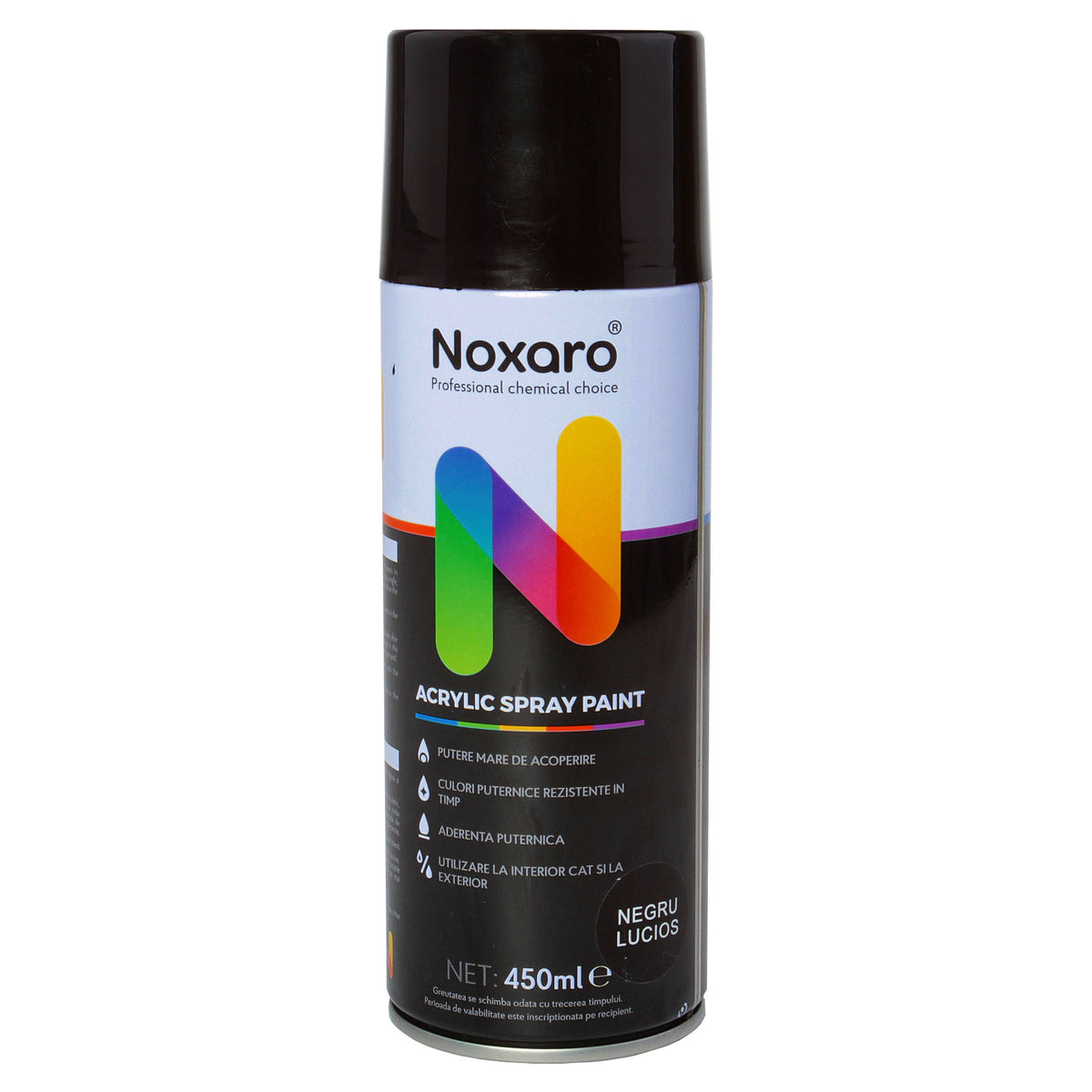 Vopsea spray 450 ml Negru Lucios Noxaro - imagine 1