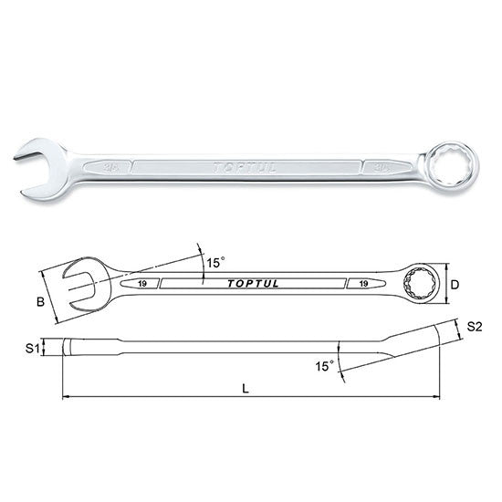 Cheie combinata lunga 22 mm Toptul - imagine 1
