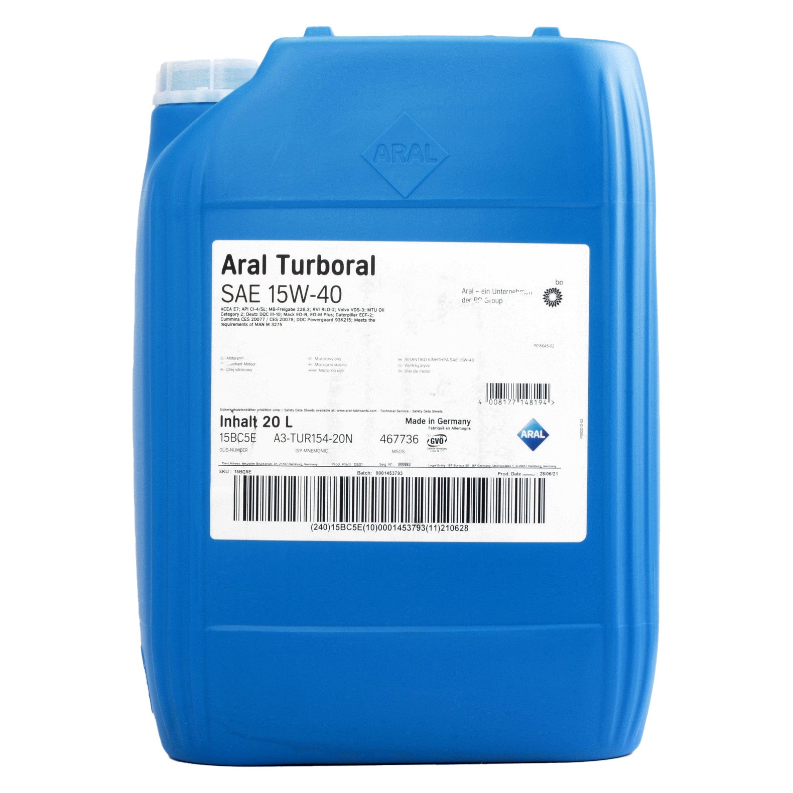 Ulei motor Aral Turboral 15W40 20L Aral - imagine 3