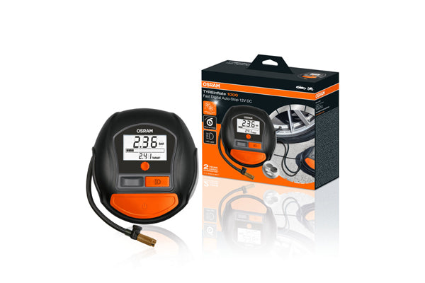 COMPRESOR AUTO 12V 180 W CU AFISAJ DIGITAL TYREINFLATE 1000 OSRAM