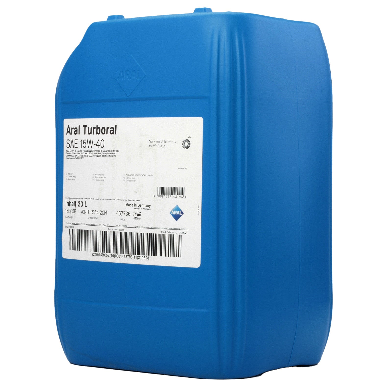 Ulei motor Aral Turboral 15W40 20L Aral - imagine 2