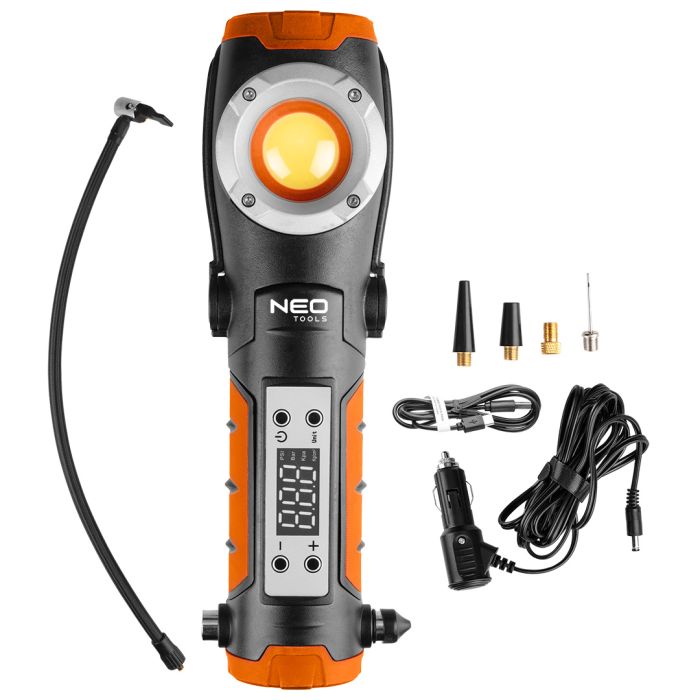 Lampa 4 in 1 (lampa, lanterna, compresor, spargator geamuri), cu acumulator, incarcare USB tip C Neo Tools - imagine 1