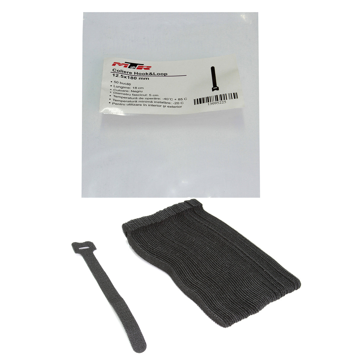 Cleme pentru cabluri negre 12,5x180mm 50buc MTR - imagine 1