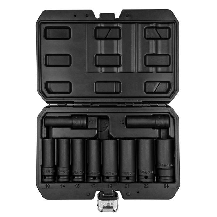 Set tubulare impact 1/2" lungi, 10 buc (10, 12, 13, 14, 15, 17, 19, 21, 22, 24mm) CR-MO Neo Tools - imagine 1
