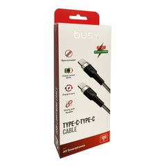 Cablu USB-C - USB-C, impletit, 60W, 1 m, argintiu Busy - imagine 1