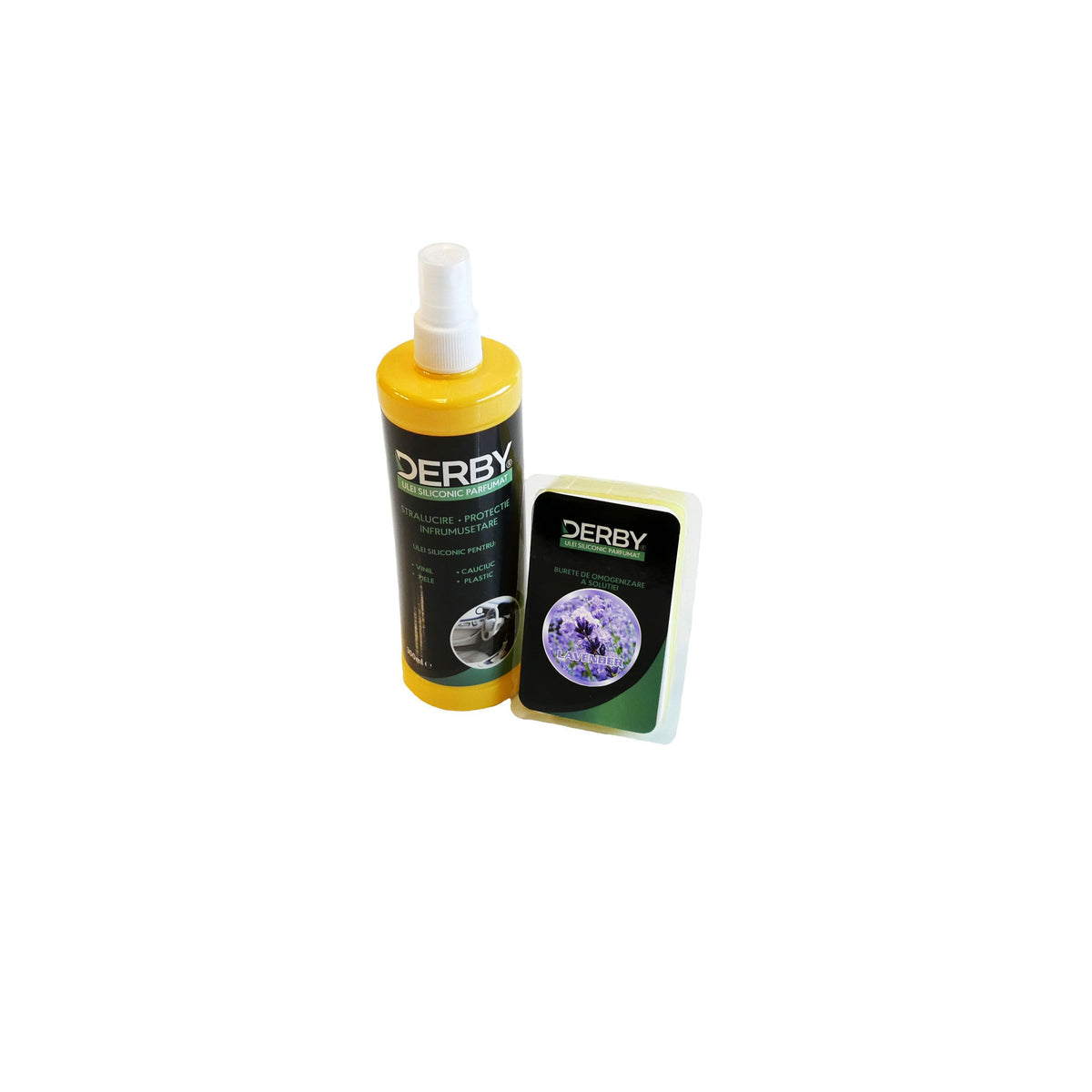 Ulei siliconic parfumat pentru bord Lavanda 300 ml + burete DERBY - imagine 1