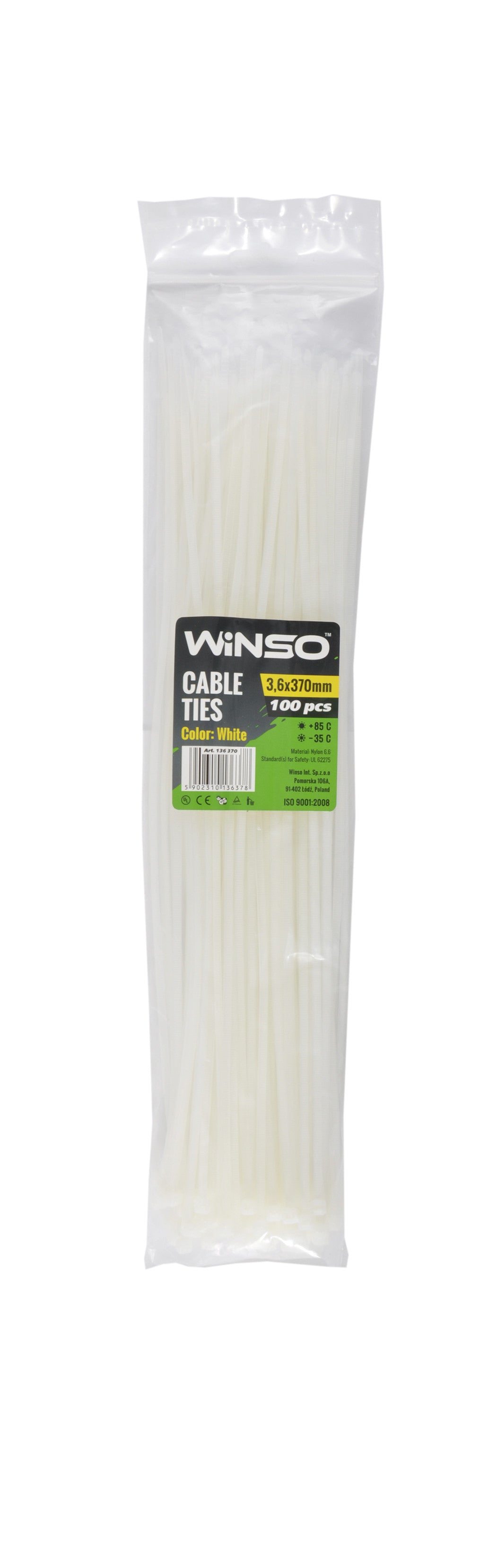 Coliere plastic 3,6x370 Alb - Set 100 buc Winso - imagine 1