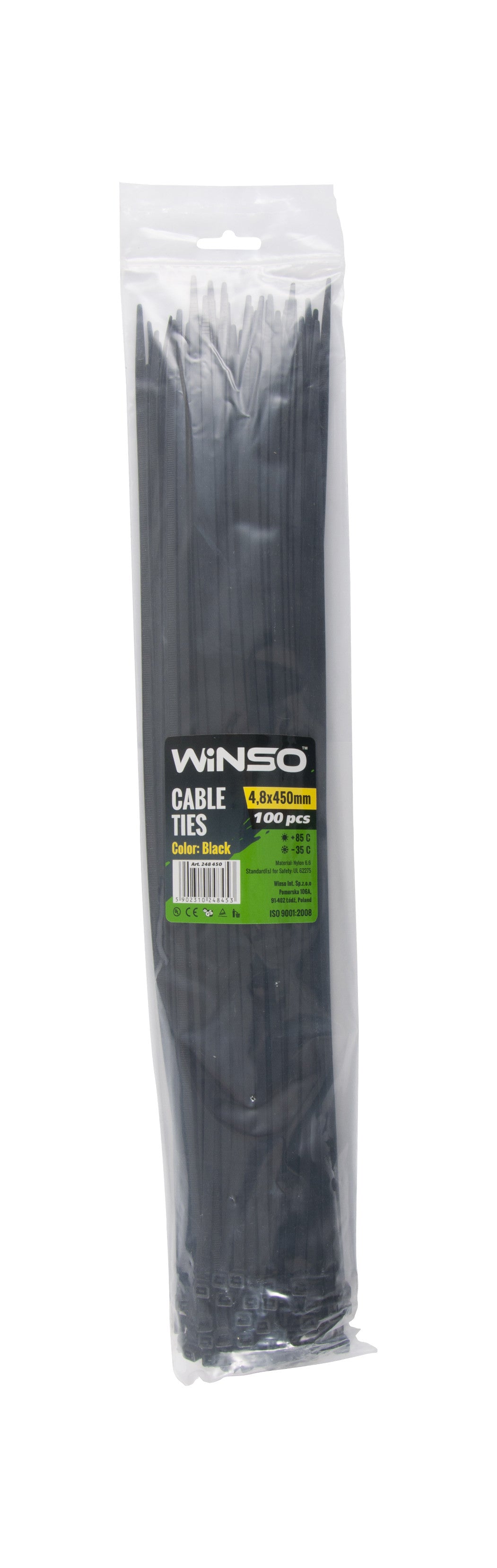 Coliere plastic 4,8x450 Negru - Set 100 buc Winso - imagine 1