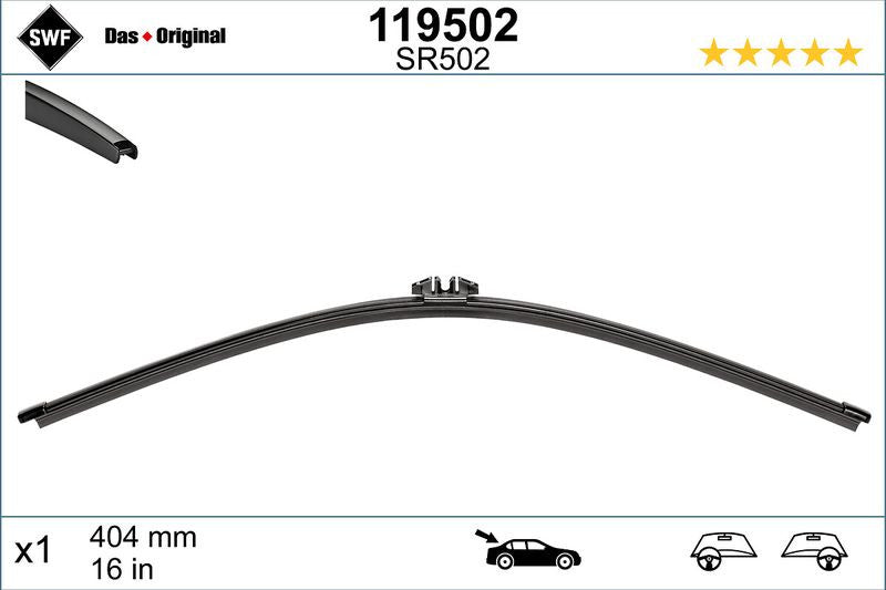 Lamela stergator spate SWF Wiper FB REAR LHD/RHD 404 mm SWF - imagine 1
