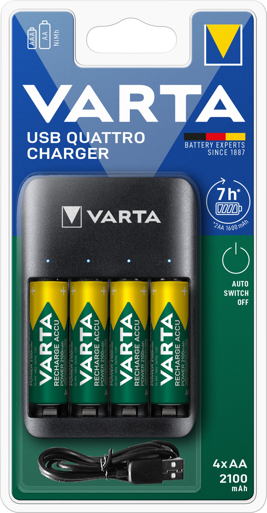 Incarcator baterie Varta USB Quattro Charger + 4X AA 2100 mAh Varta - imagine 1
