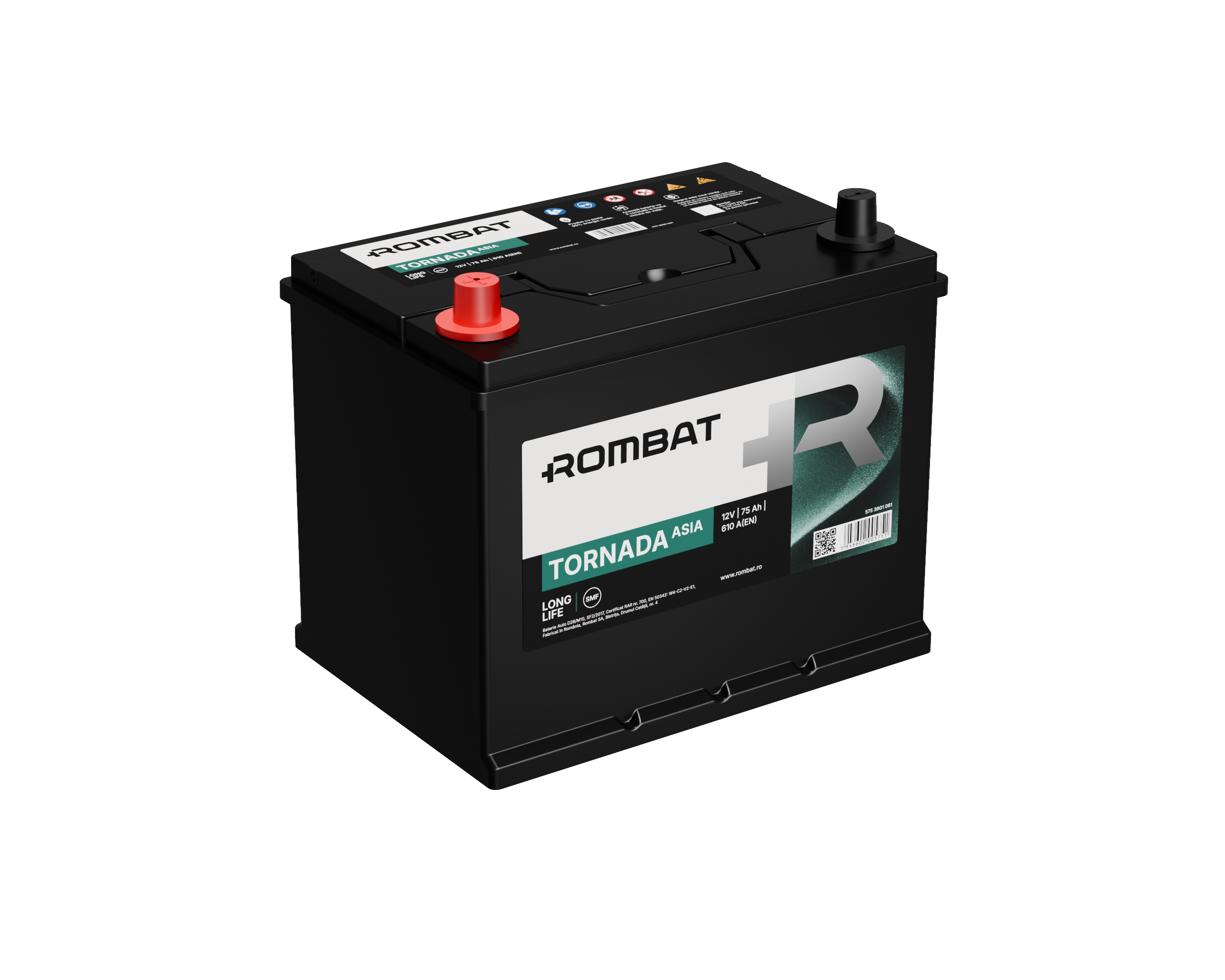 Acumulator Rombat Tornada Asia 75 Ah 600A[Bornă Inversă] Rombat - imagine 4