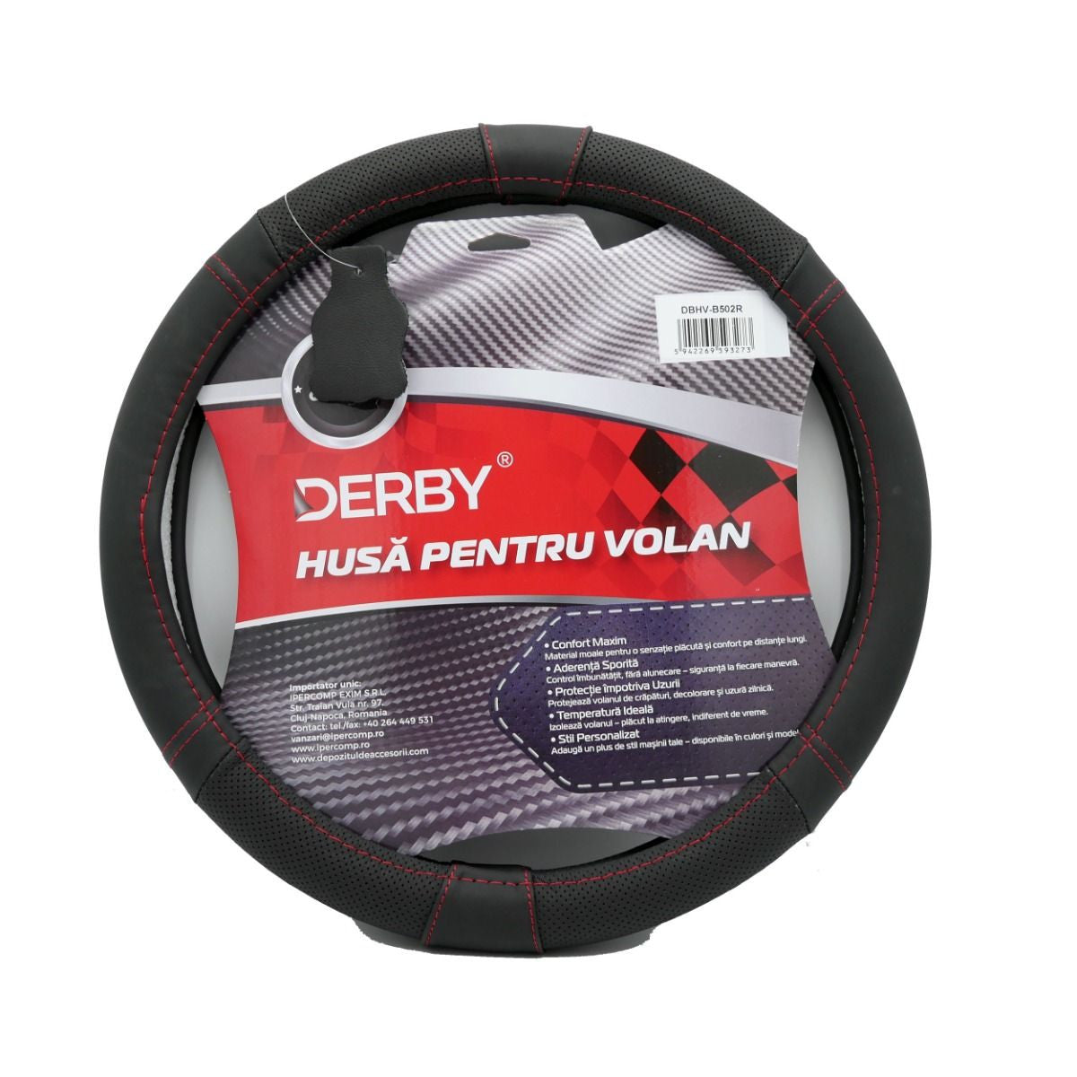 Husa volan piele naturala DERBY Rosu (37-39 cm) DERBY - imagine 1