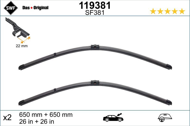 Set lamela stergator SWF Wiper FB OE LHD 650/650 mm SWF - imagine 1