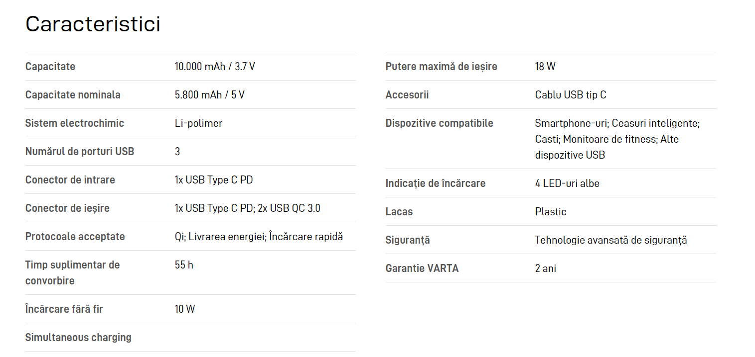 Acumulator extern Wireless Power Bank 10.000 mAh Varta - imagine 7
