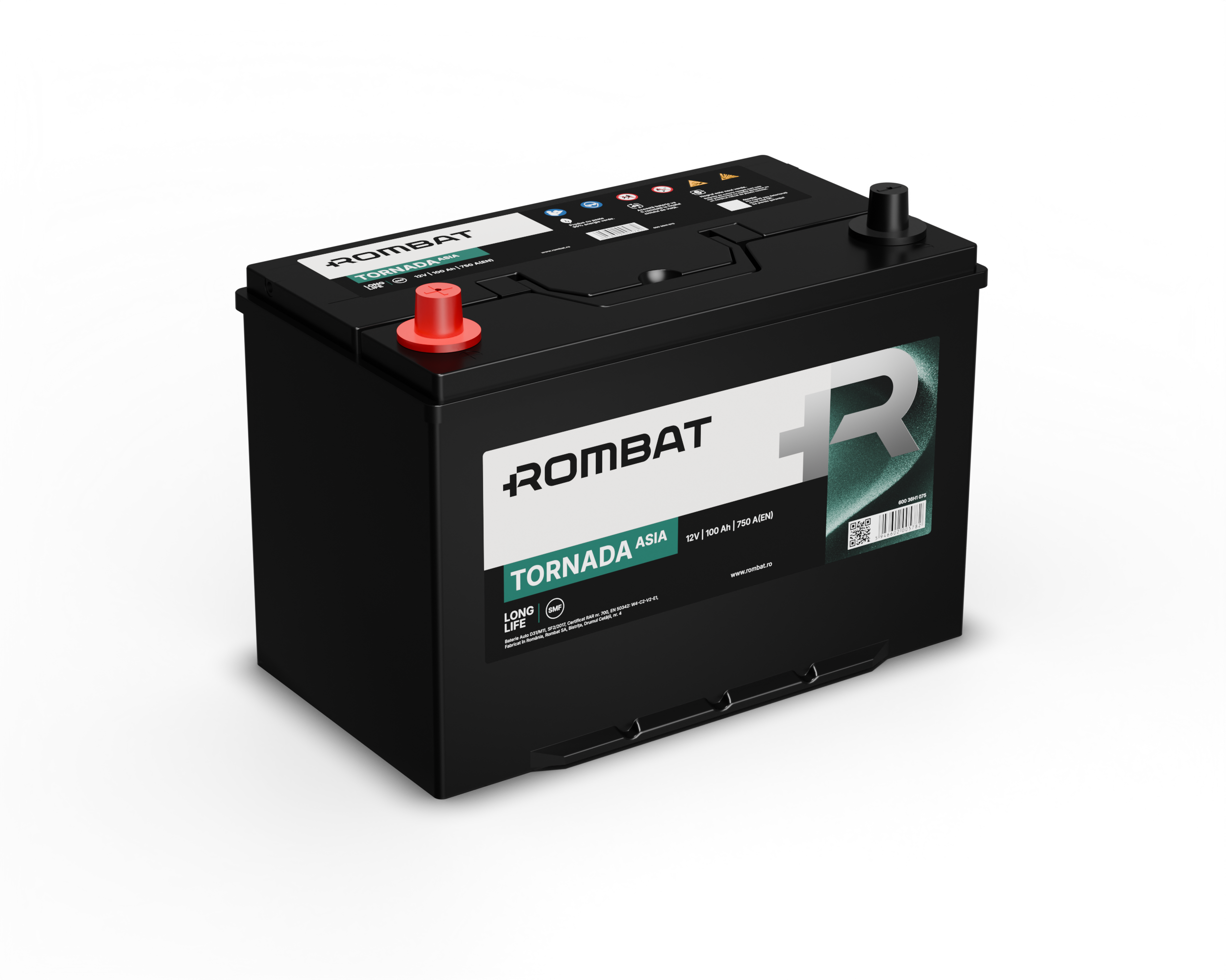 Acumulator Rombat Tornada Asia 100 Ah 750A [Bornă Inversă] Rombat - imagine 2