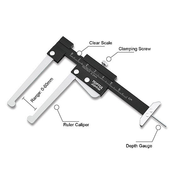 Subler pentru discuri de frana si adancime cauciucuri 0-60 MM Toptul - imagine 2
