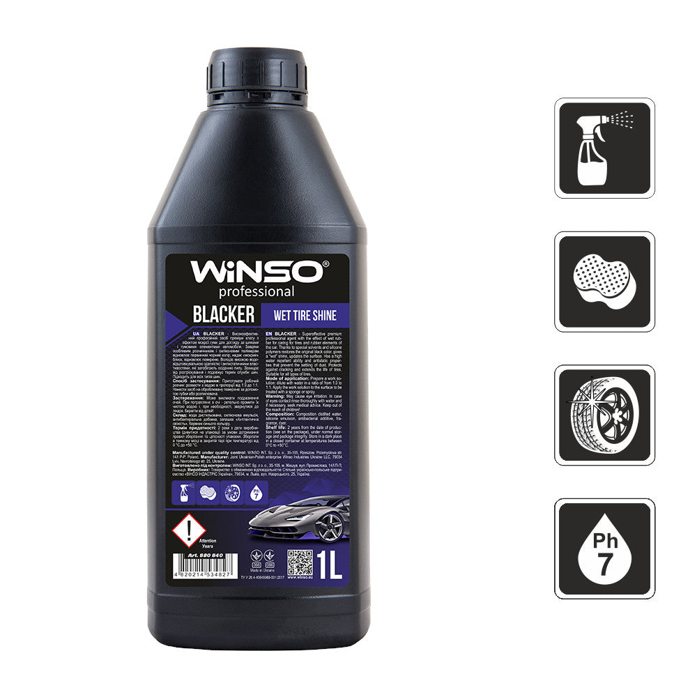 Intretinere anvelope Winso Professional BLACKER Wet Tire Shine 1L Winso - imagine 1