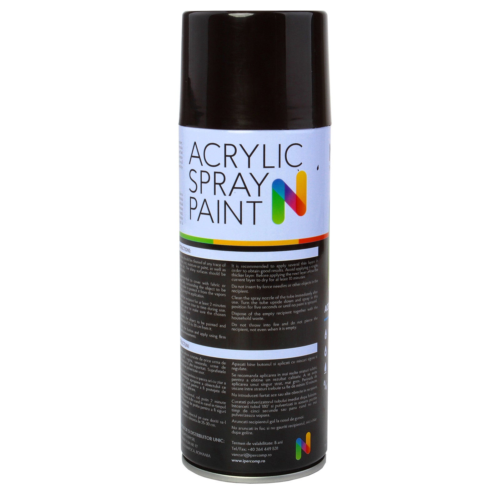 Vopsea spray 450 ml Negru Lucios Noxaro - imagine 3