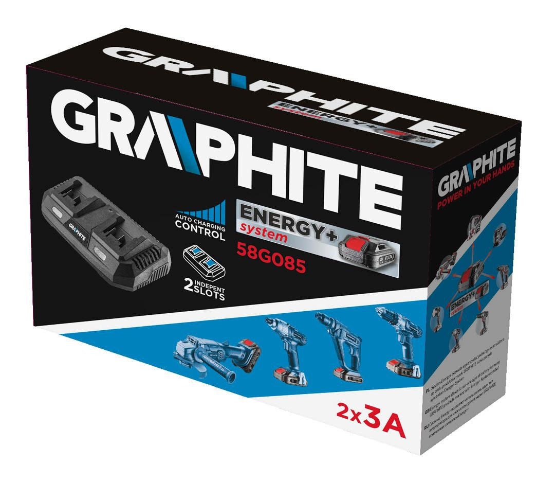 Incarcator dublu pentru bateriile Energy+ 58G085 GRAPHITE Neo Tools - imagine 4