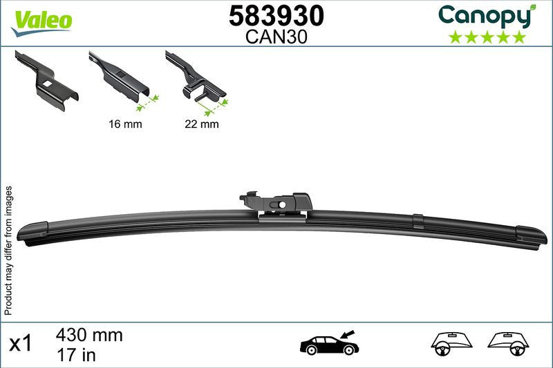 Lamela stergator Valeo Canopy 430 mm | 17 inch Valeo - imagine 2
